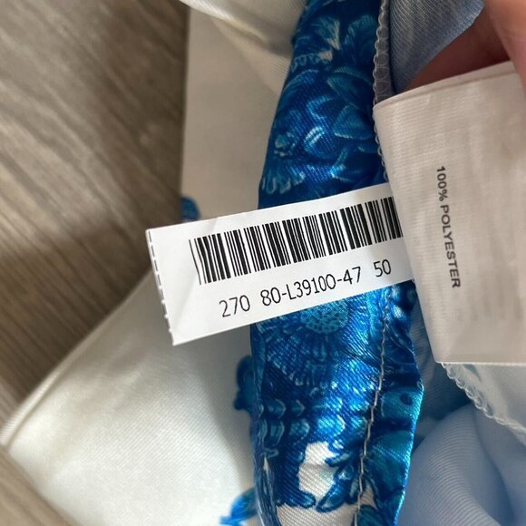 NWOT $631 FERRE Vintage Floral Print Blue Mini Shirt Dress Size IT50 - Picture 12 of 12